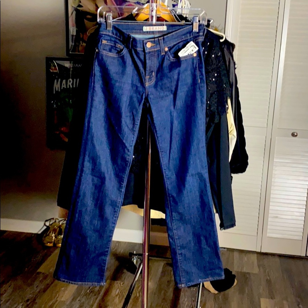 Dark long denim pants